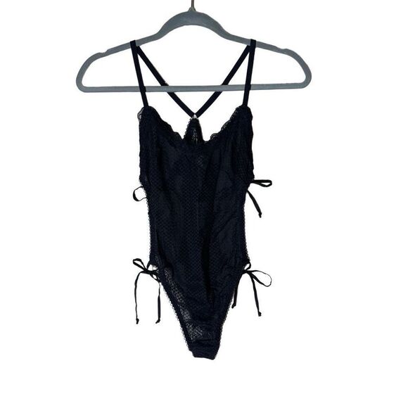 We Are HAH x REVOLVE High Tied Bodysuit in Noir Mesh NWT S - Picture 2 of 11